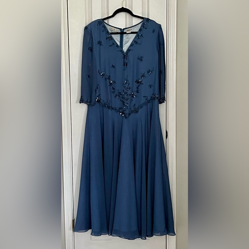 Vintage Scala Blue Embellished Maxi Dress